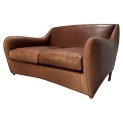 SCP Conran Matthew Hilton "Balzac" 2-Seat Sofa - In Brown Leather