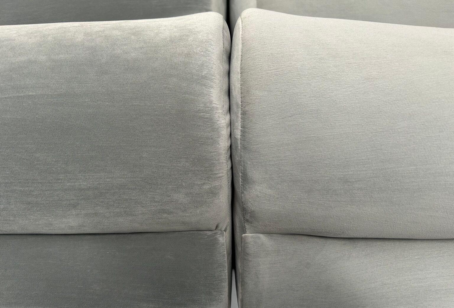 Vladimir Kagan L-Shape 5-Seat Sectional Sofa - In Pale-Grey Velvet For Sale 12