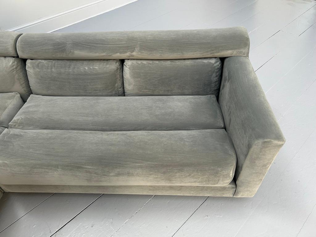 Vladimir Kagan L-Shape 5-Seat Sectional Sofa - In Pale-Grey Velvet For Sale 8
