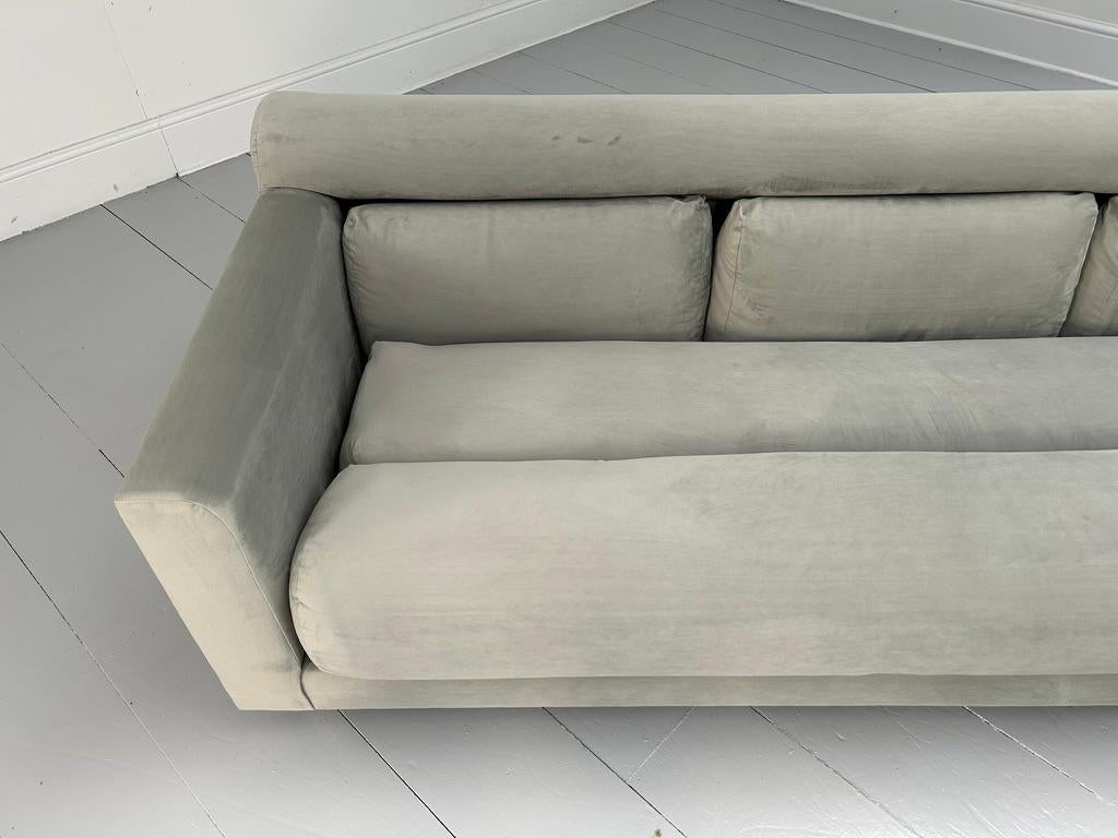 Vladimir Kagan L-Shape 5-Seat Sectional Sofa - In Pale-Grey Velvet For Sale 4