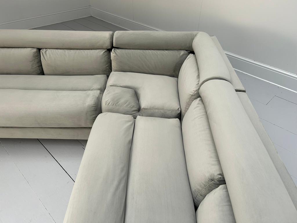 Vladimir Kagan L-Shape 5-Seat Sectional Sofa - In Pale-Grey Velvet For Sale 5