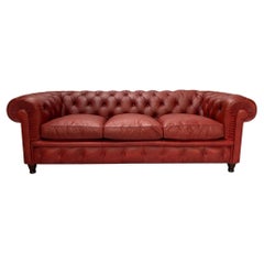 Poltrona Frau "Chester" 3-Seat Chesterfield Sofa - In Deep Red Leather