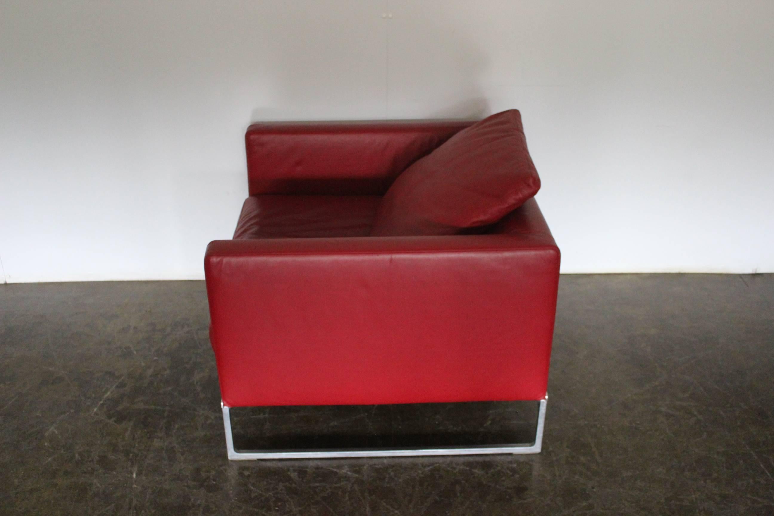 B&B Italia “Tight” Large Armchair in “Gamma” Red Leather 2