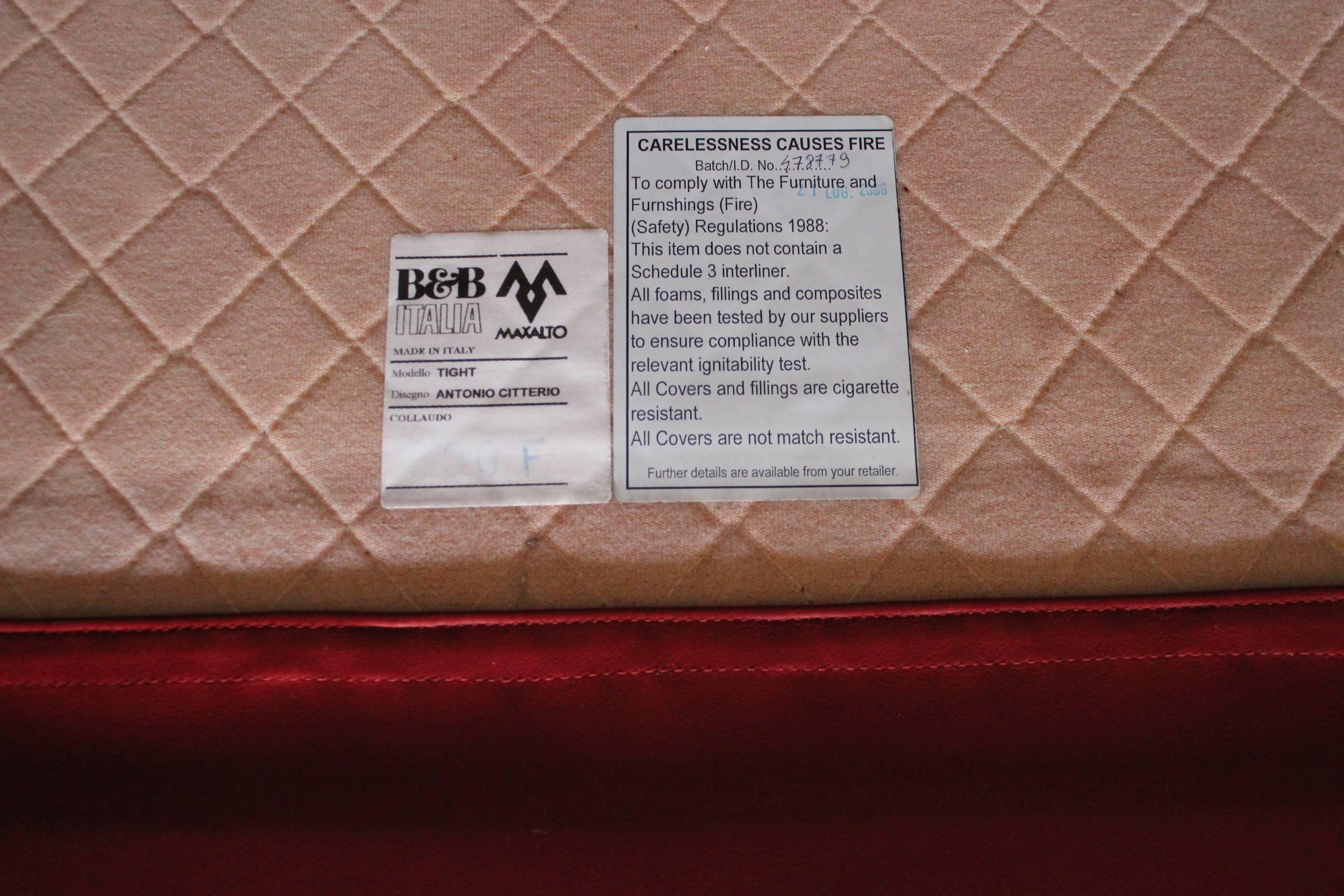 B&B Italia “Tight” Large Armchair in “Gamma” Red Leather 3