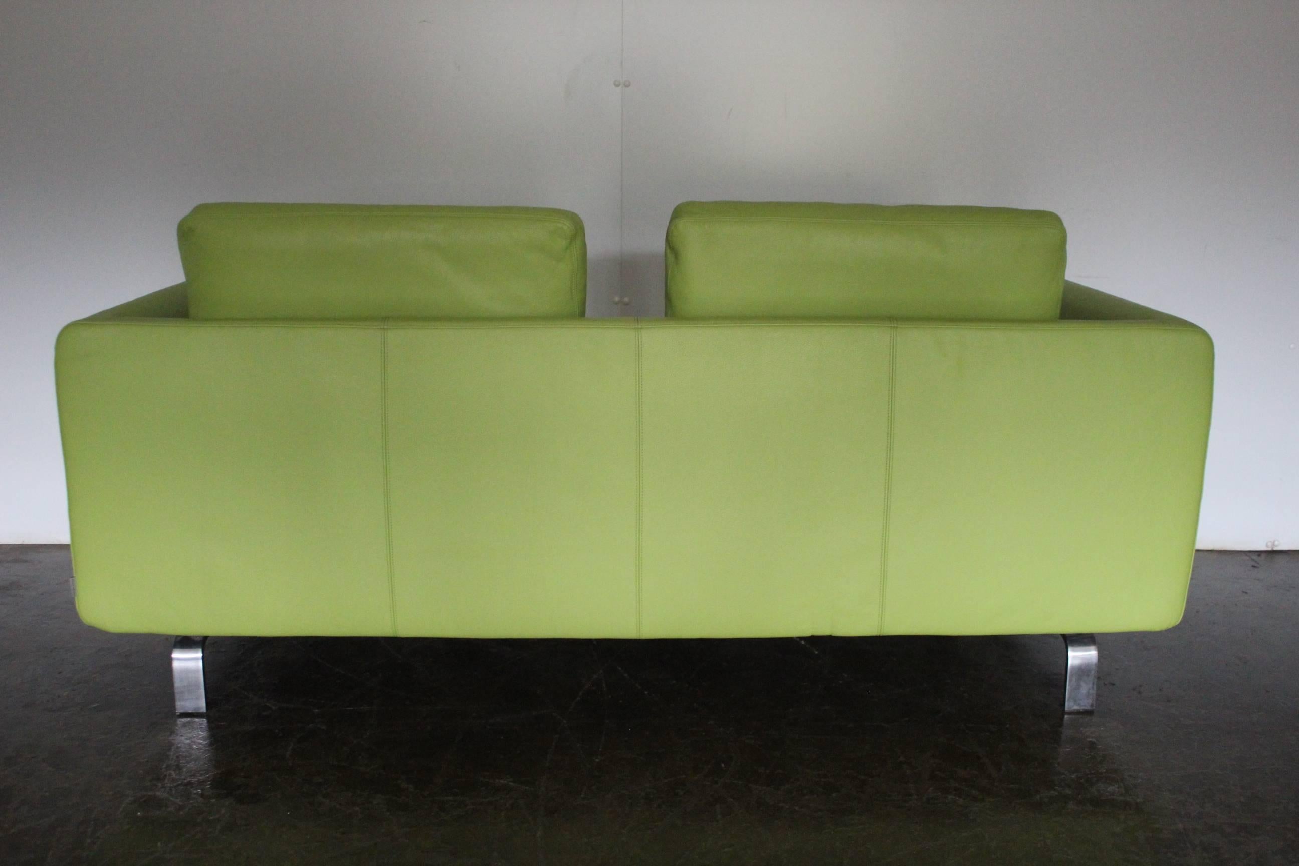 lime green leather sofa