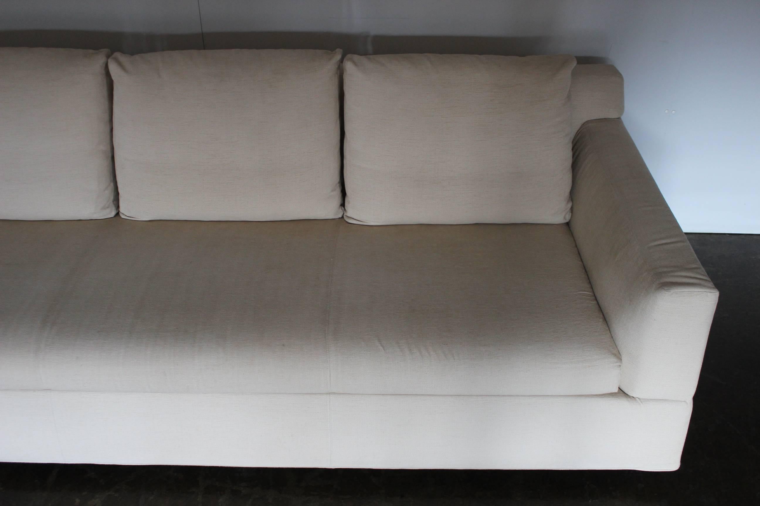 Minotti “Gilbert” Three-Seat Sofa in Neutral Cream “Corda” Fabric 1