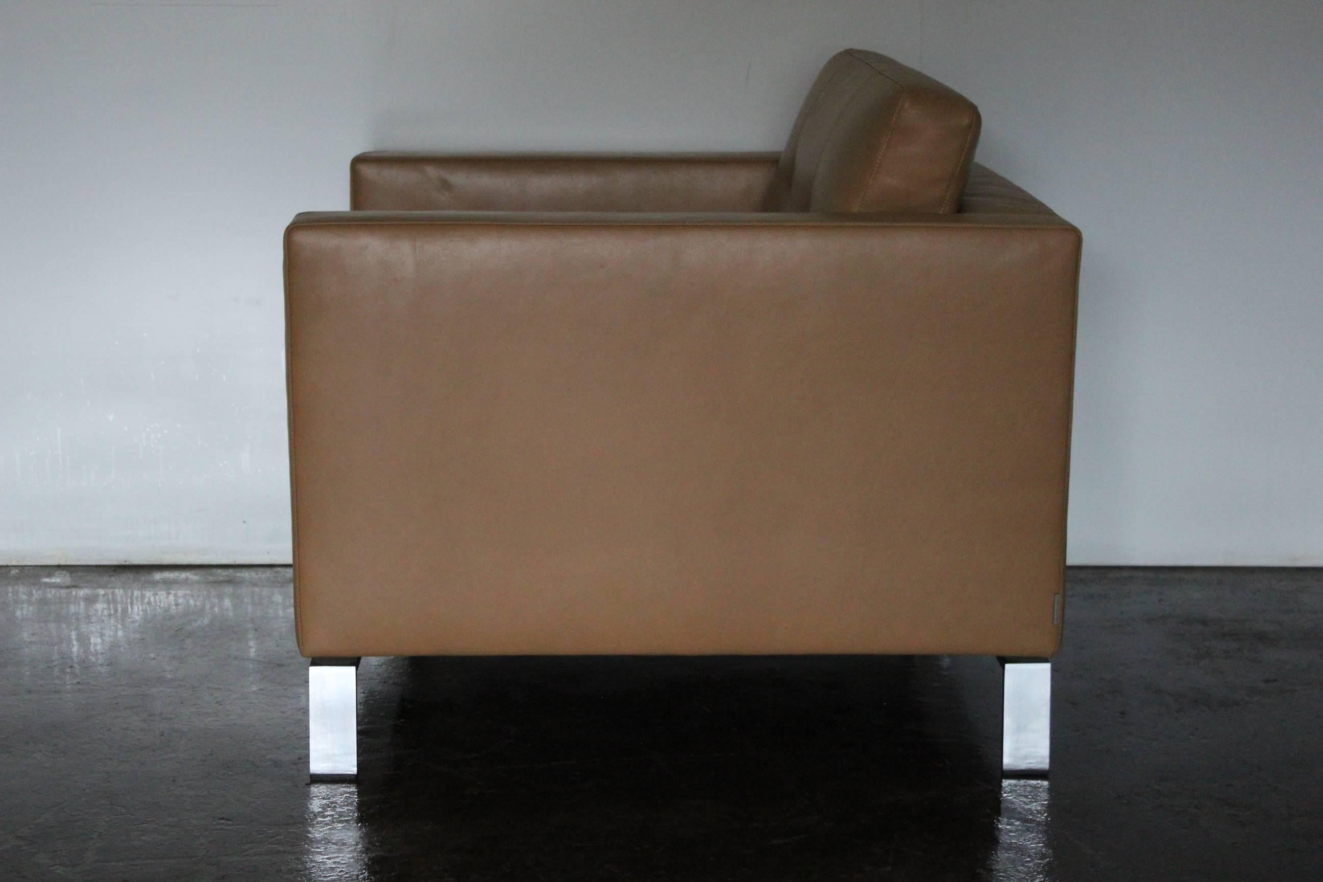 Walter Knoll “Foster 502” Two-Sofa and Two-Armchair Suite in Pale Brown Leather 1