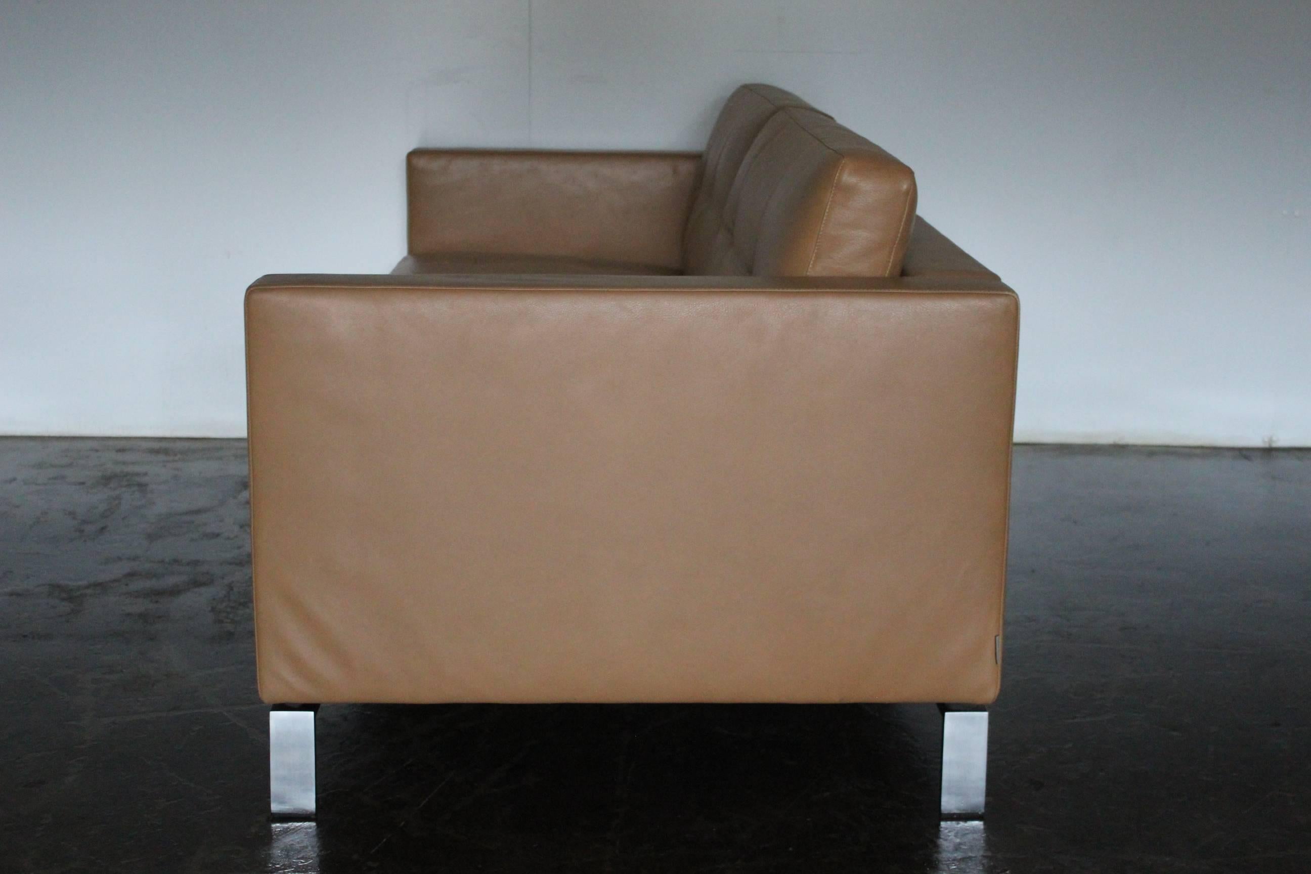 German Walter Knoll “Foster 502” Two-Sofa and Two-Armchair Suite in Pale Brown Leather