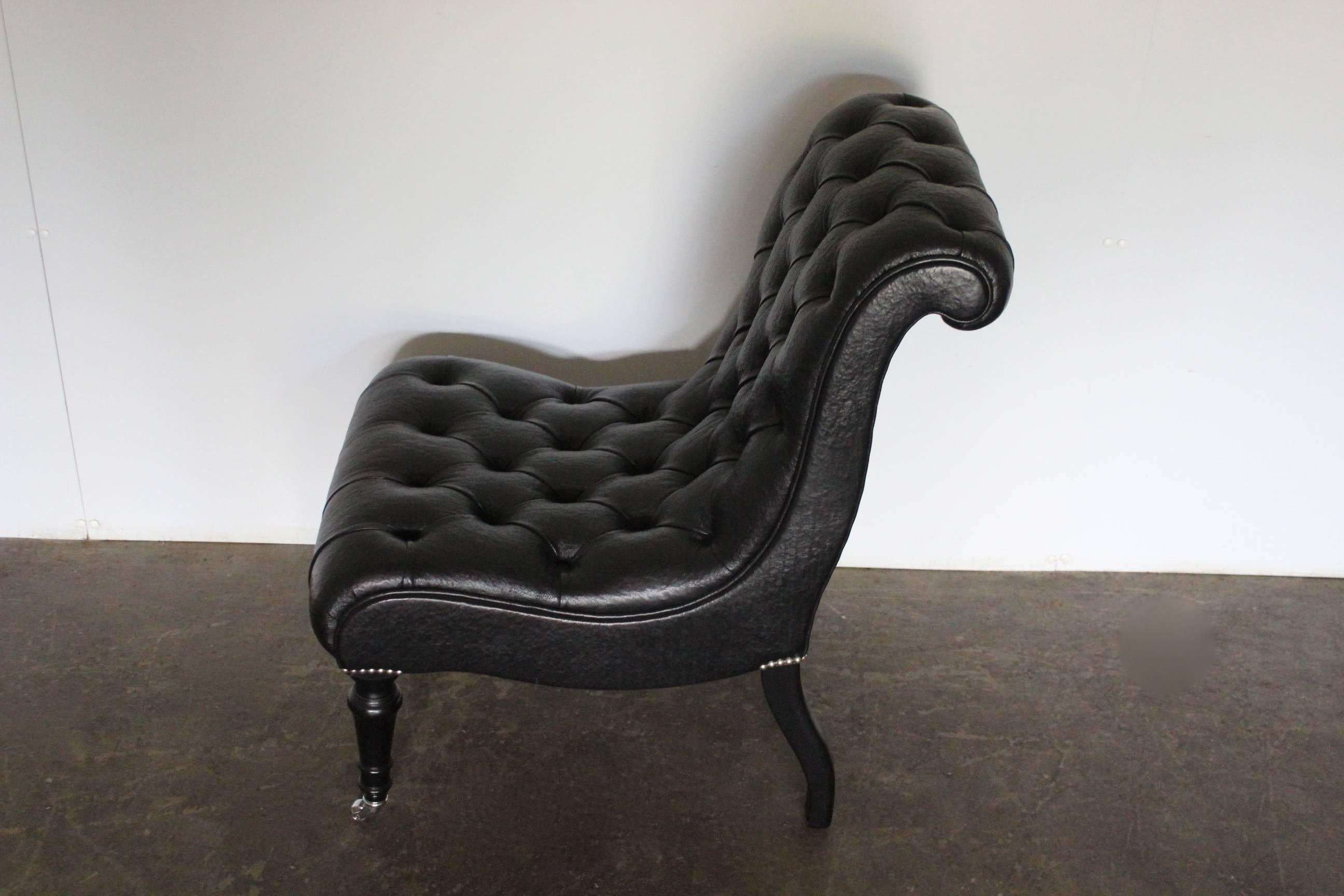George Smith “Brewster” Armchair in Special-Order Black Leather 2
