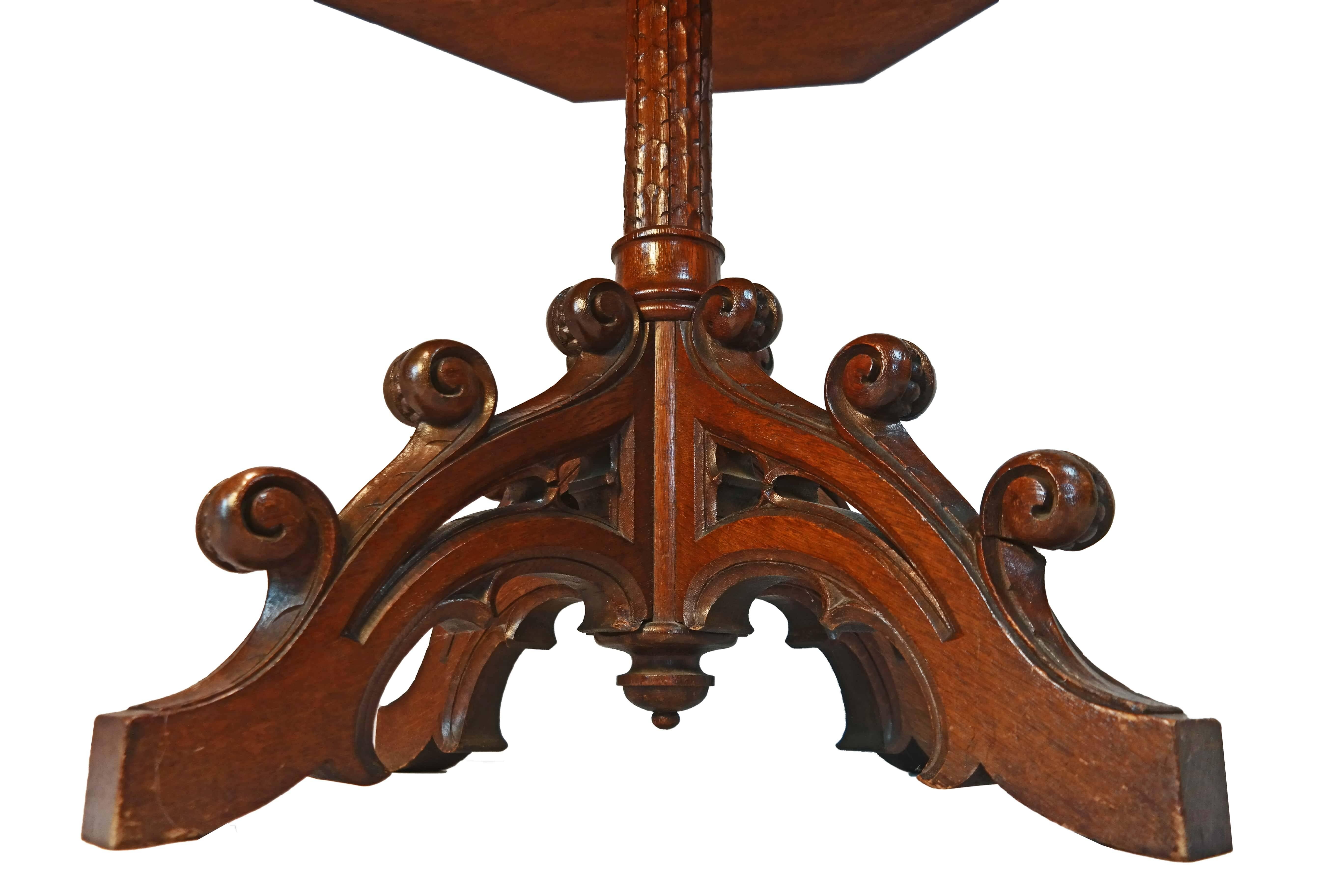 Carved 19th Century Gothic Revival Table