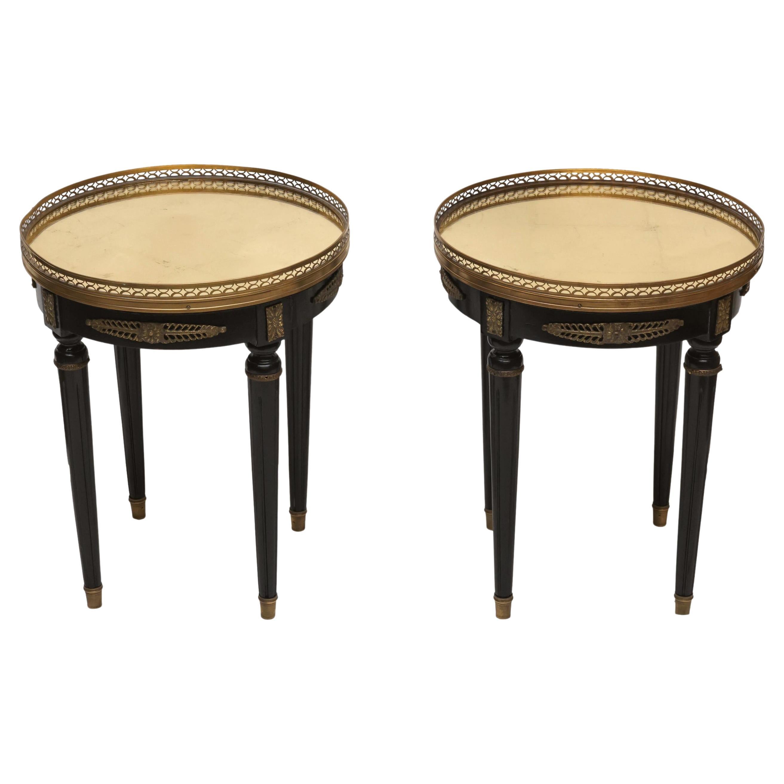 A Pair of Hollywood Regency Style Black Lacquered Side Tables, France 1940.