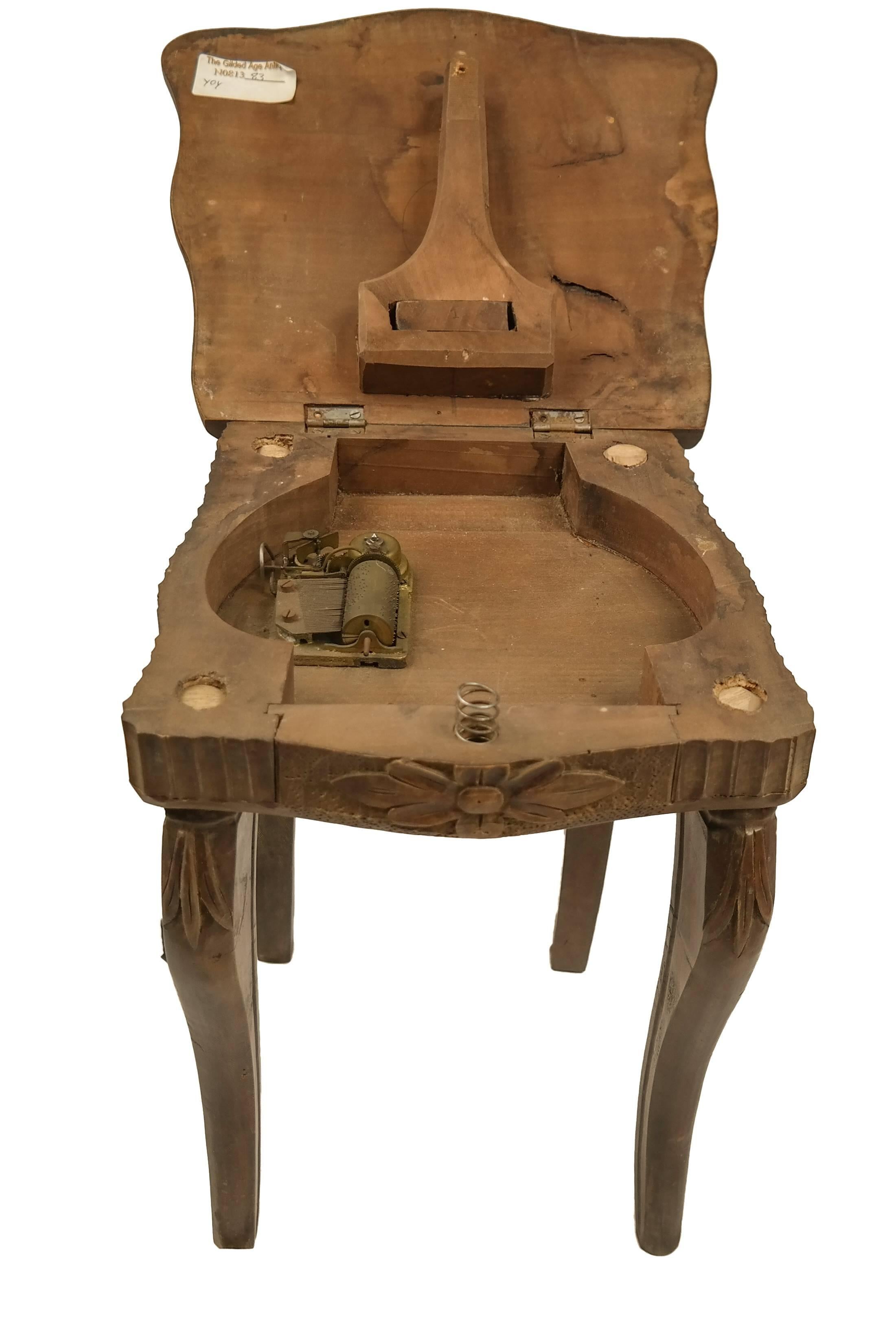 Swiss Black Forest Musical Chair In Excellent Condition In Banner Elk, NC