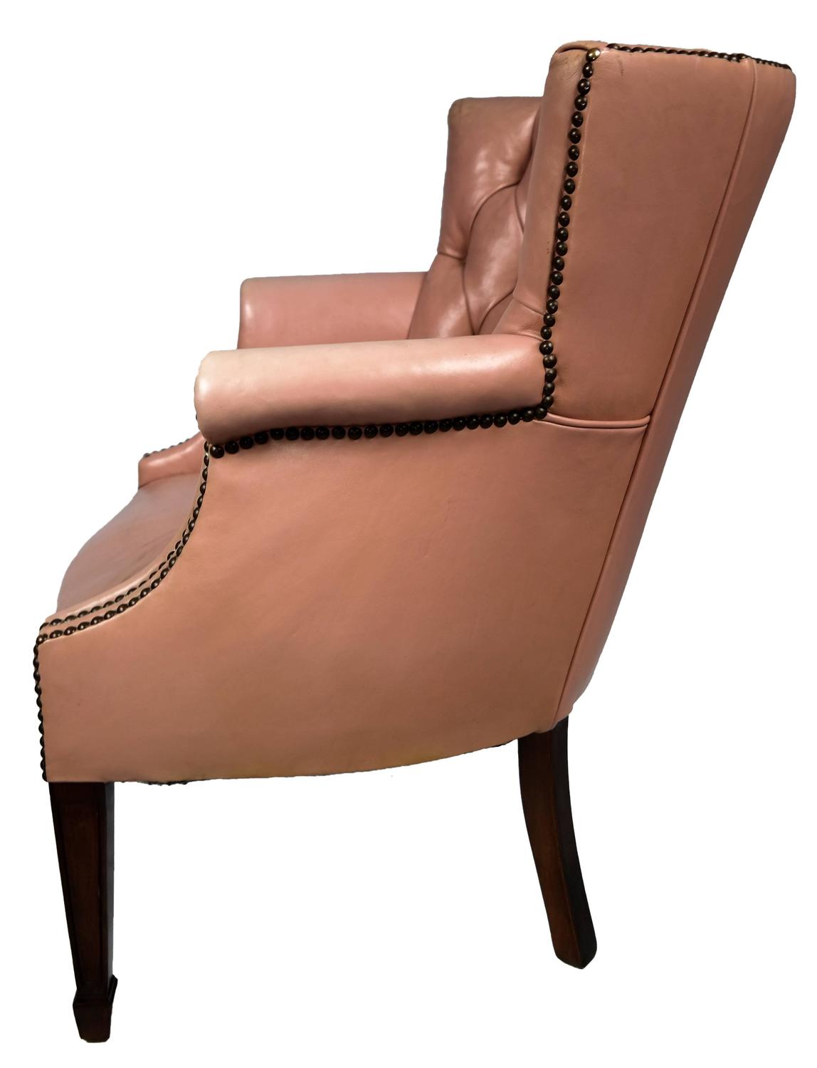 Midcentury Tufted Leather Armchair For Sale at 1stdibs