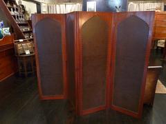 Leather and Mahogany Folding Screen