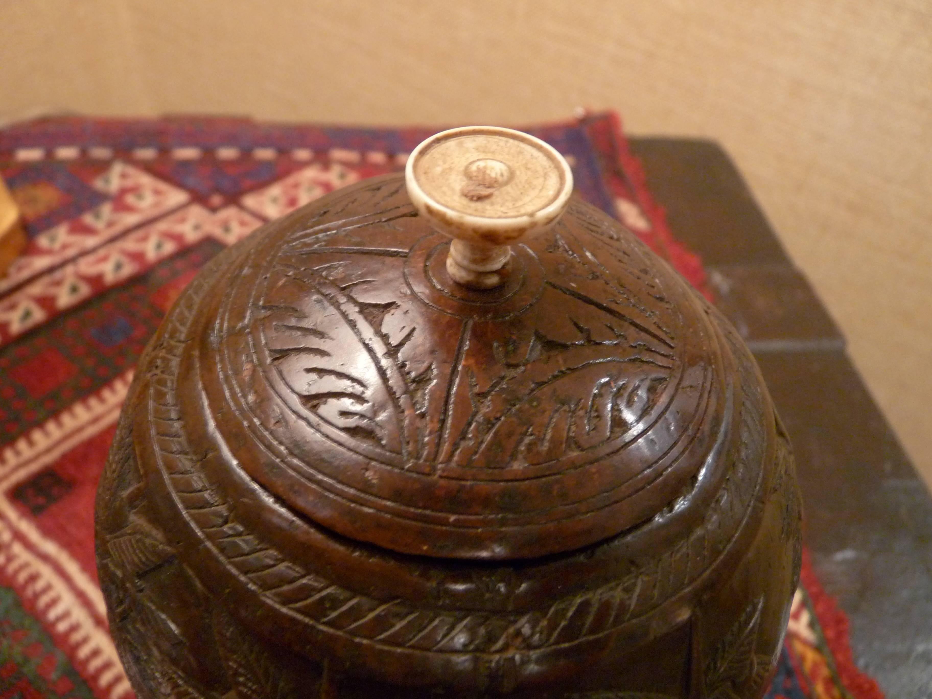 Hand-Carved Coconut Cup In Excellent Condition In Middleburg, VA