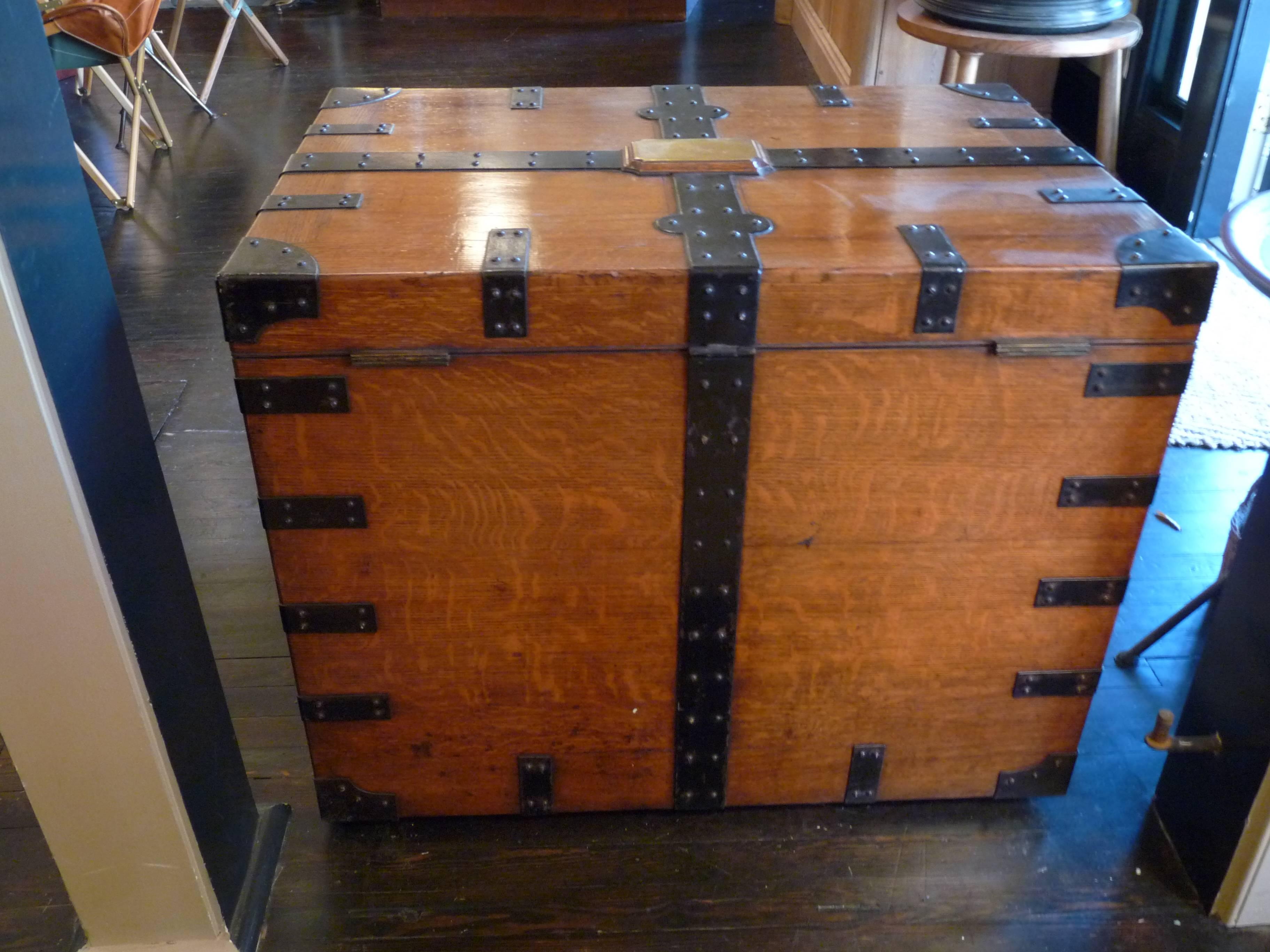 British Campaign Forged Iron Oak Silver Chest 3