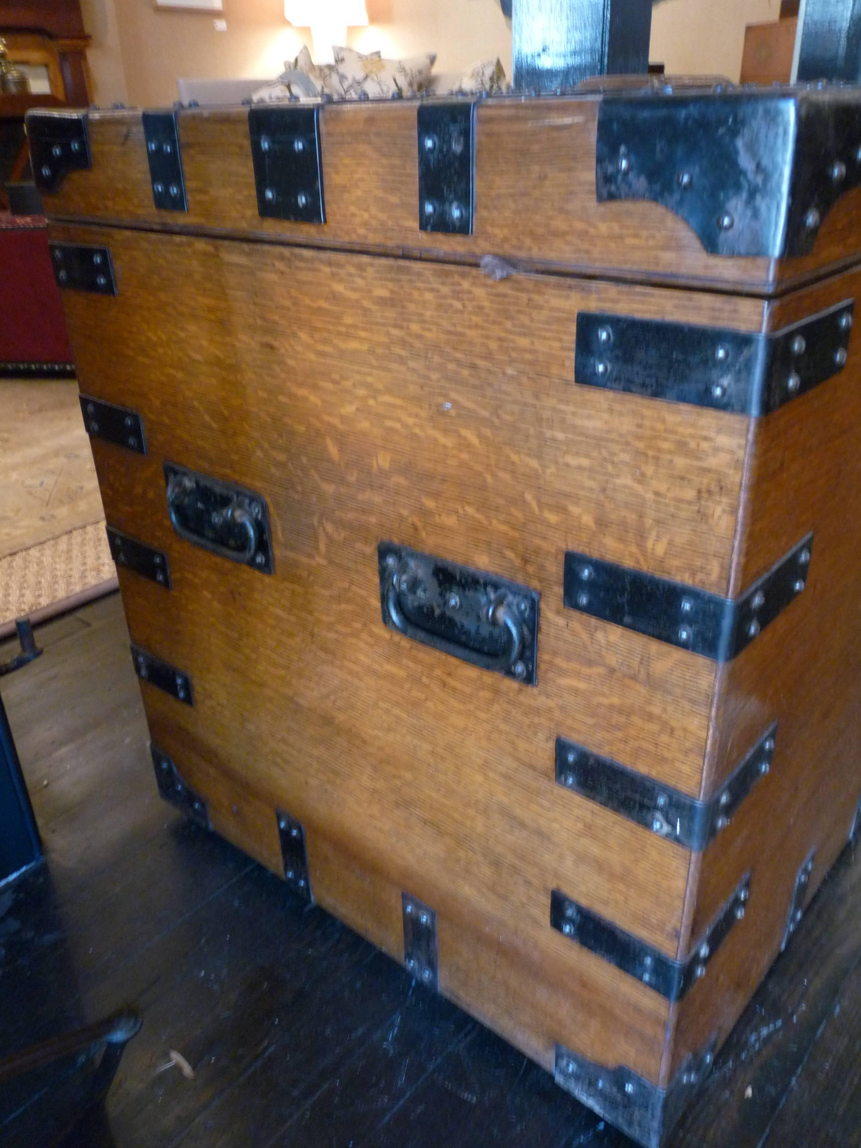British Campaign Forged Iron Oak Silver Chest 4