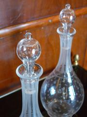 Delicate Pair of Small Cut-Glass Decanters