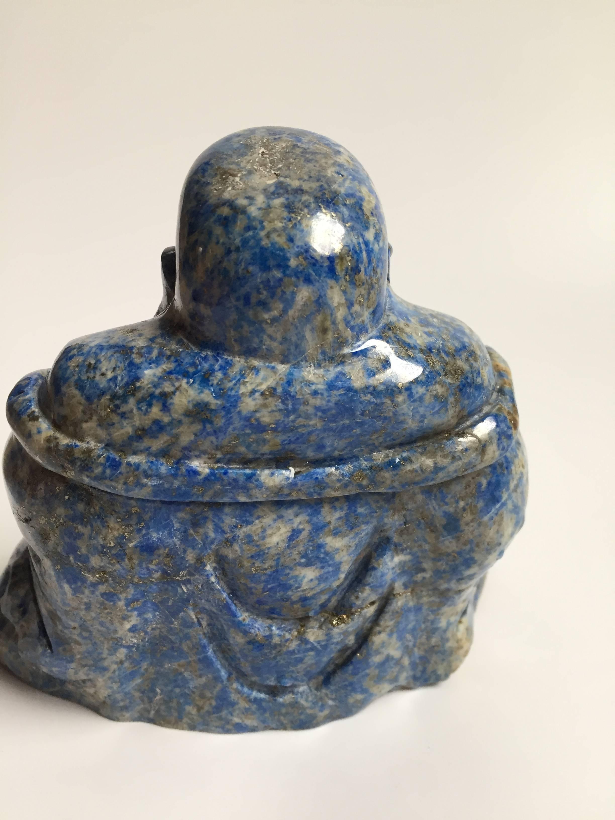 Natural Lapis Lazuli Statue of Happy Buddha In Excellent Condition In SOMIS, CA