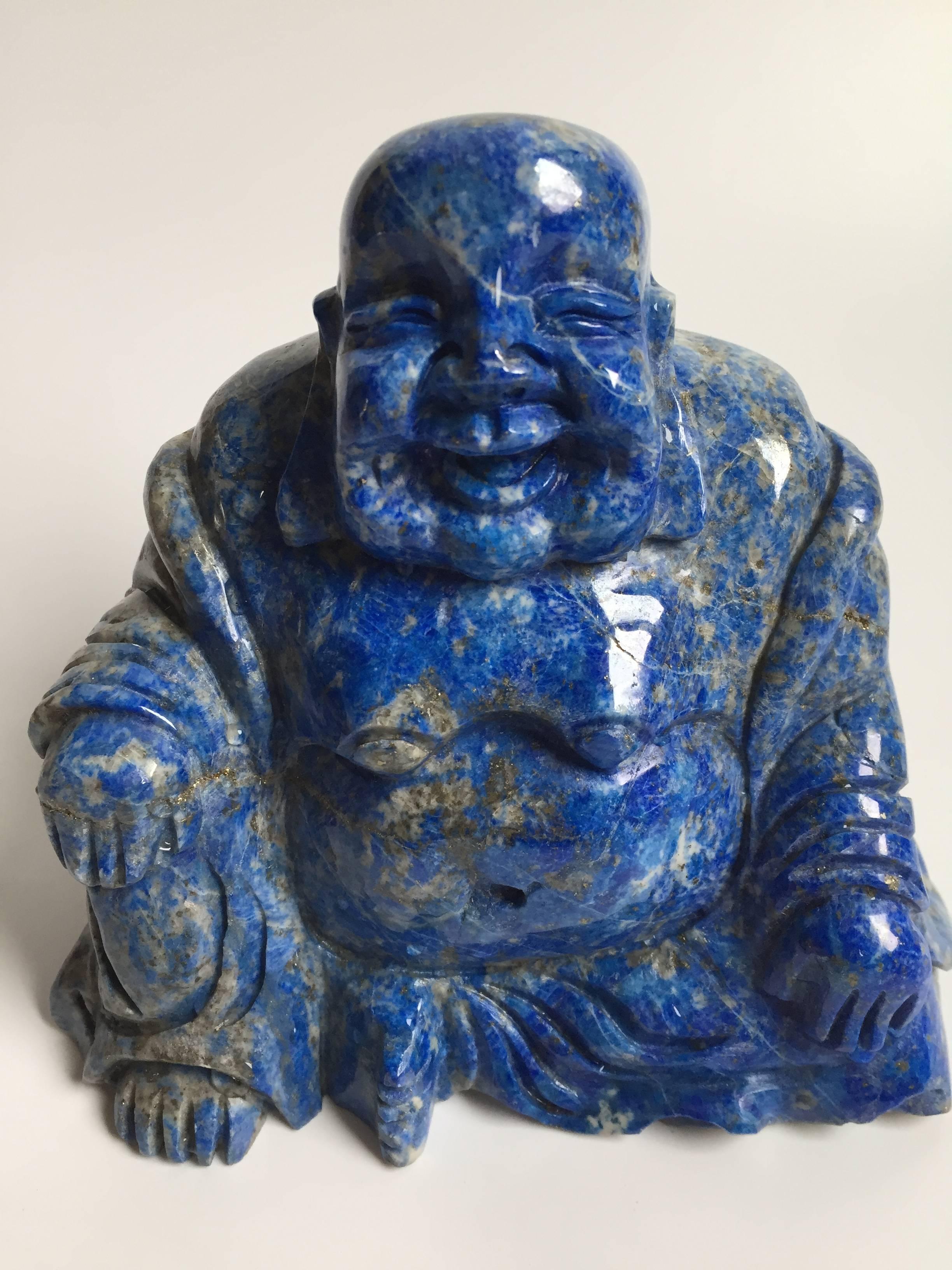 Chinese Natural Lapis Lazuli Statue of Happy Buddha