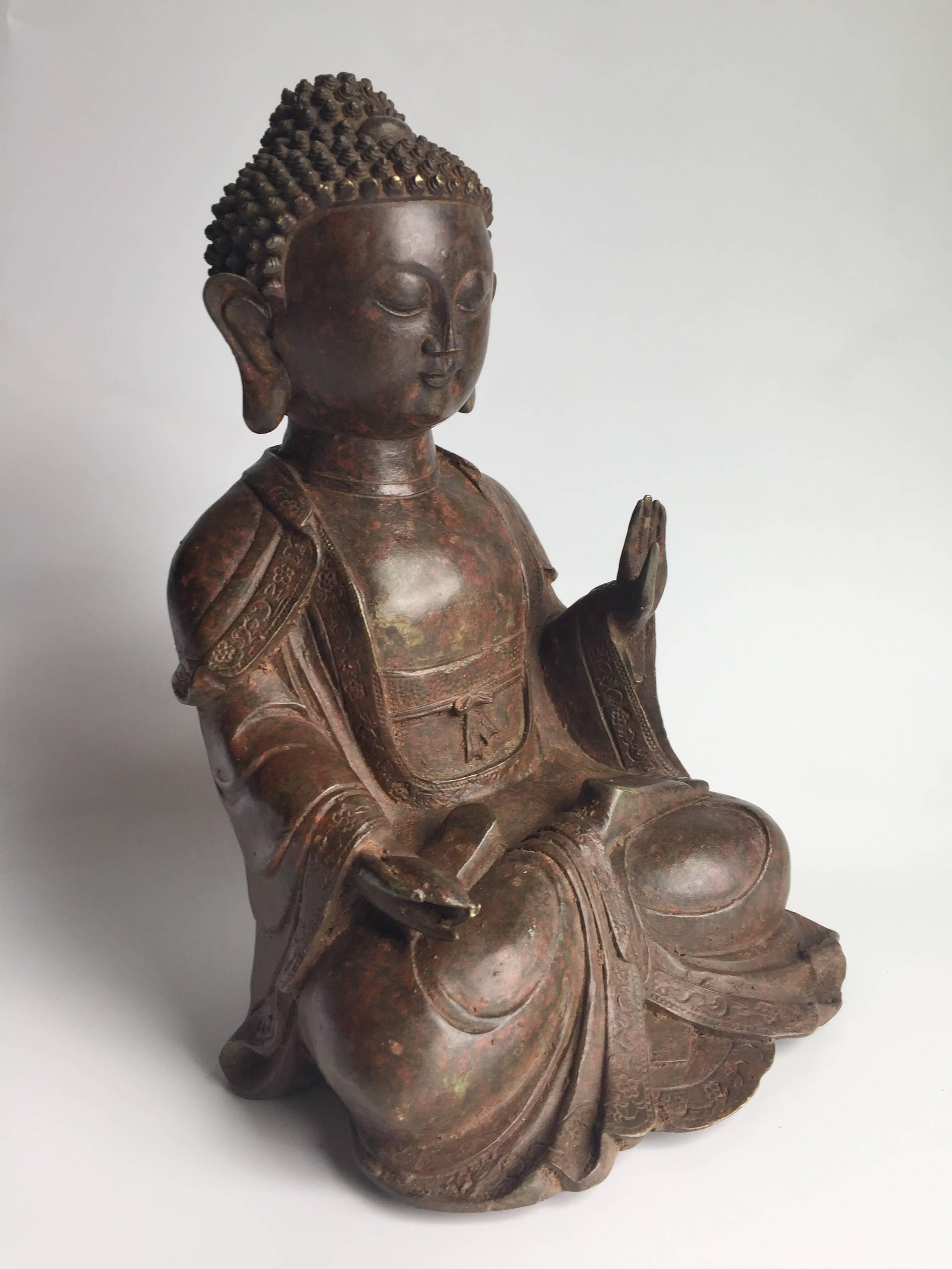 19th Century Antique Iron Buddha For Sale