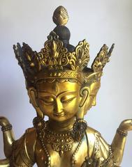 Large Multi-Armed Brass Tibetan Buddha, Tara