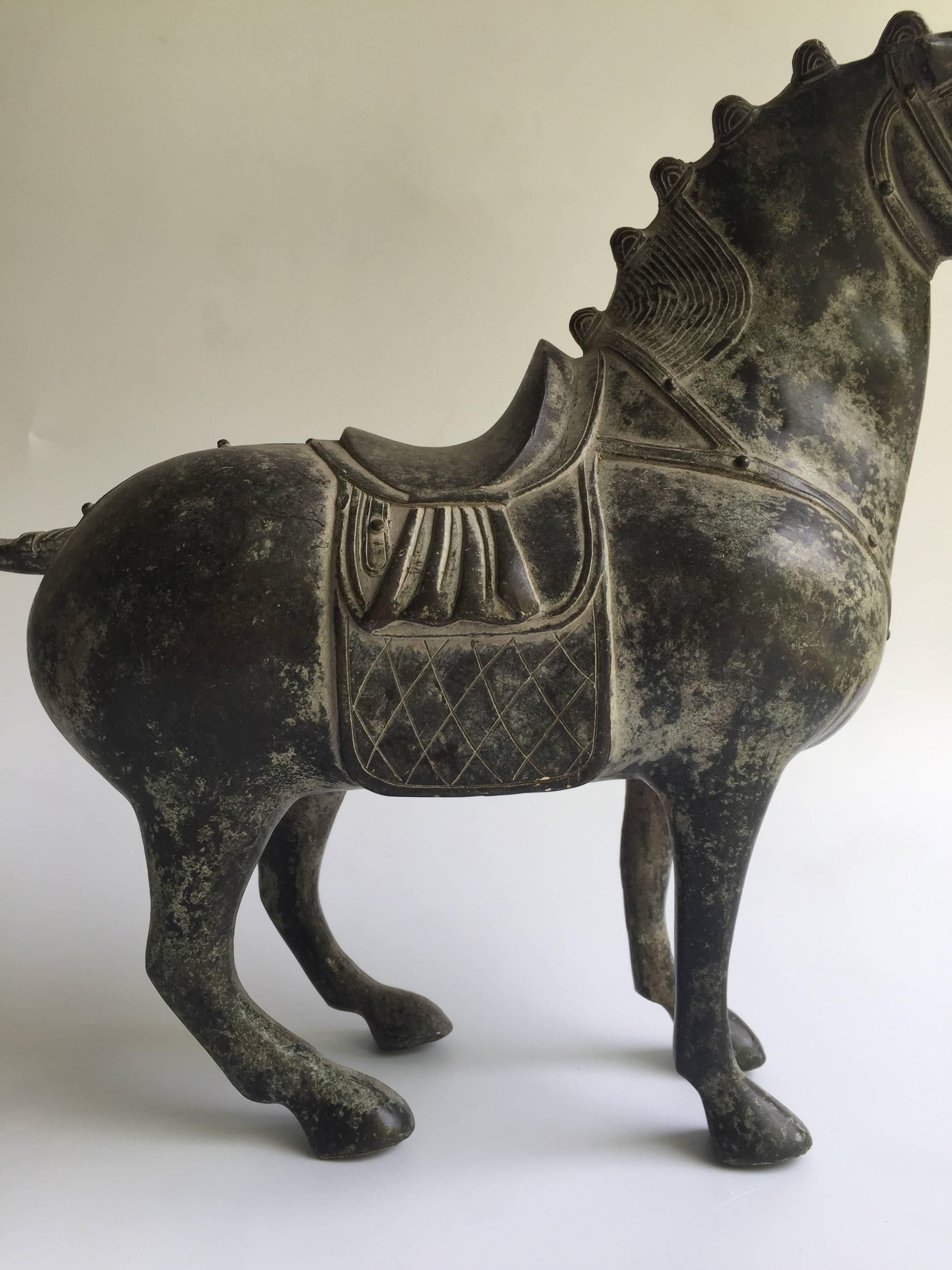 19th Century Antique Han Bronze Horse