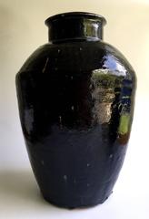 Set of Two Antique Black Pottery Jars