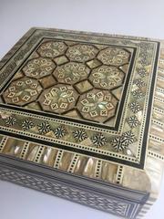 Mother-of-Pearl Square Box, Bee Hive Design