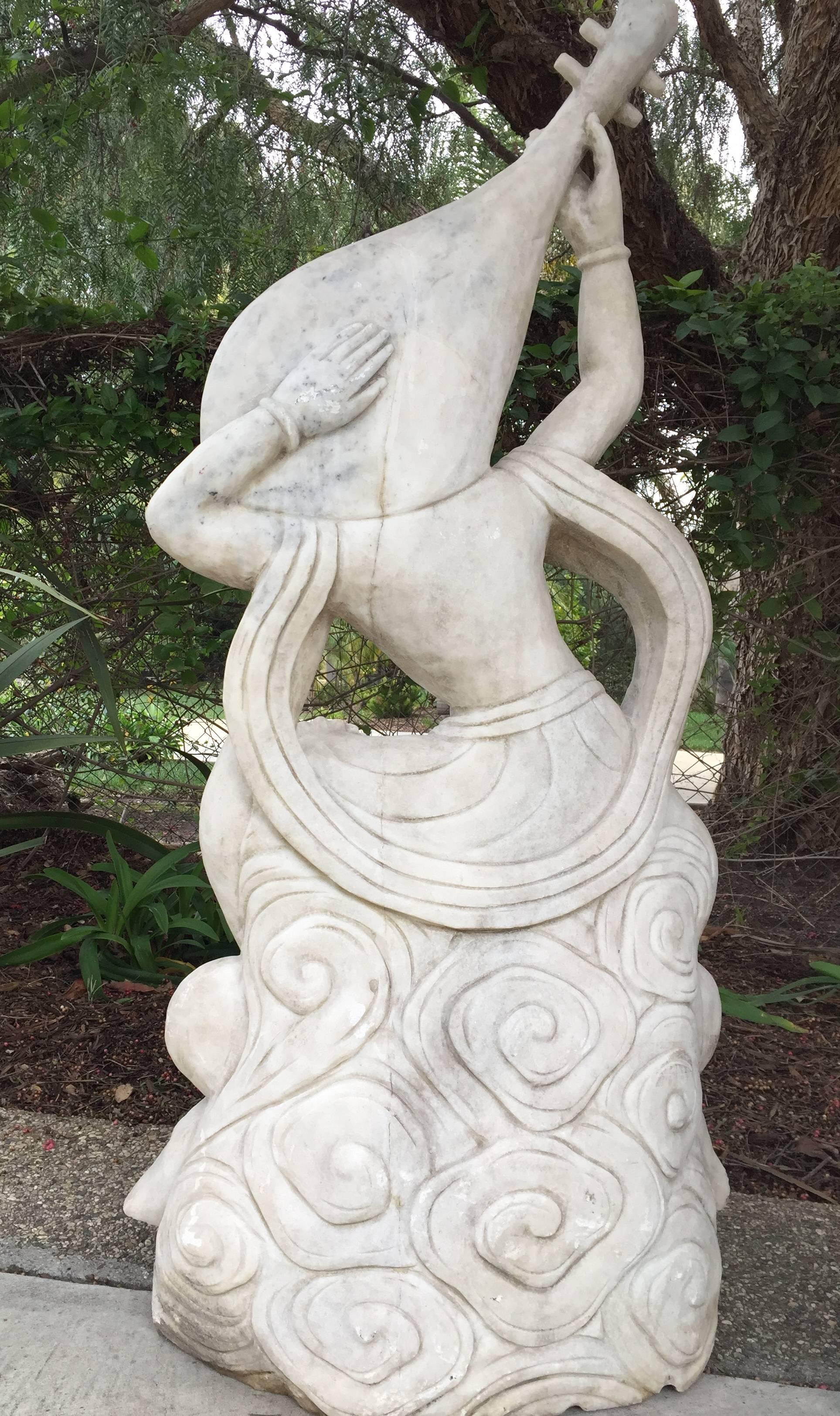 Stone Garden Statue, Fairy, Marble Sculpture For Sale 4