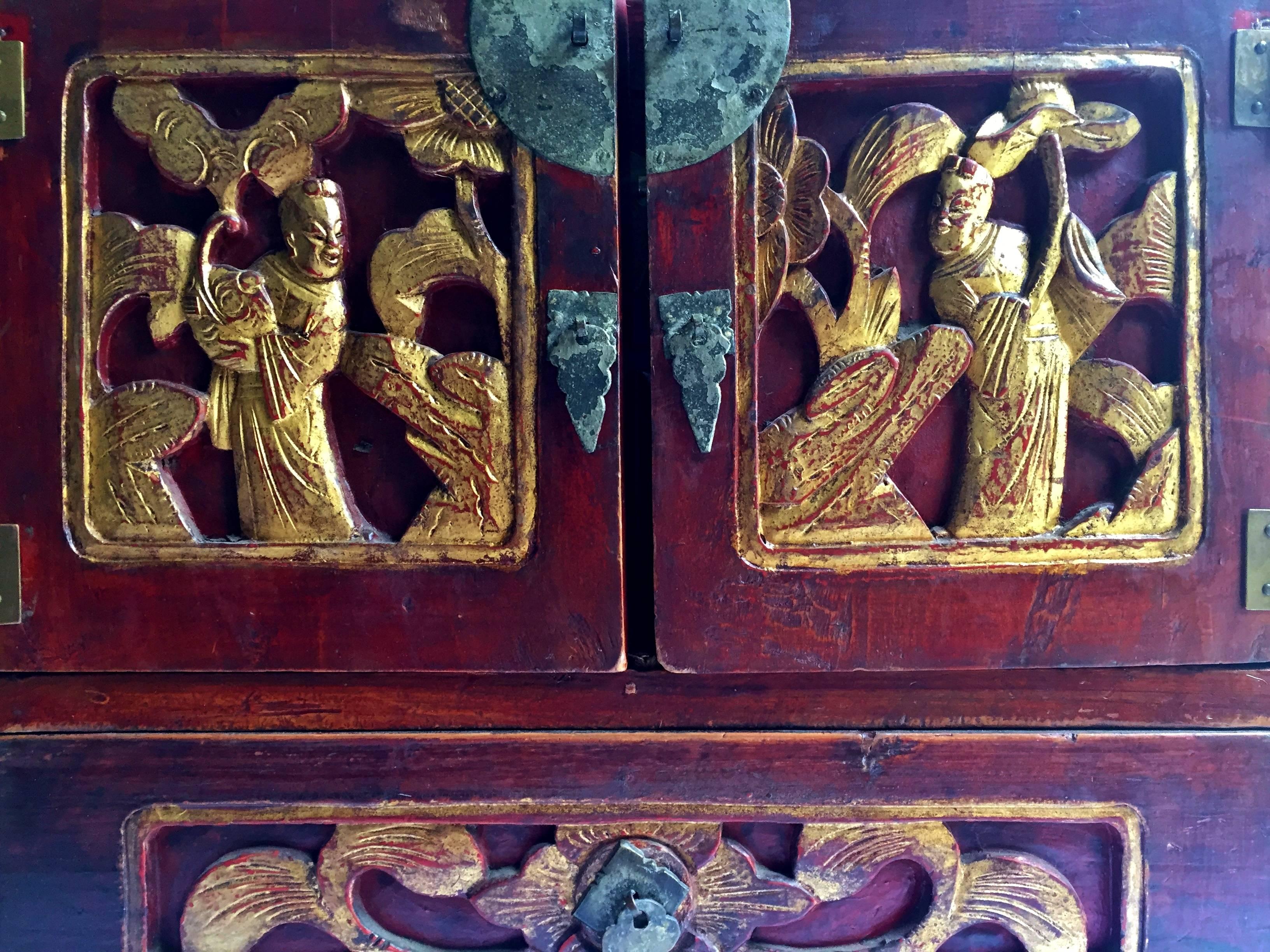 Wood Antique Jewelry Box, Chinese, 19th Century For Sale