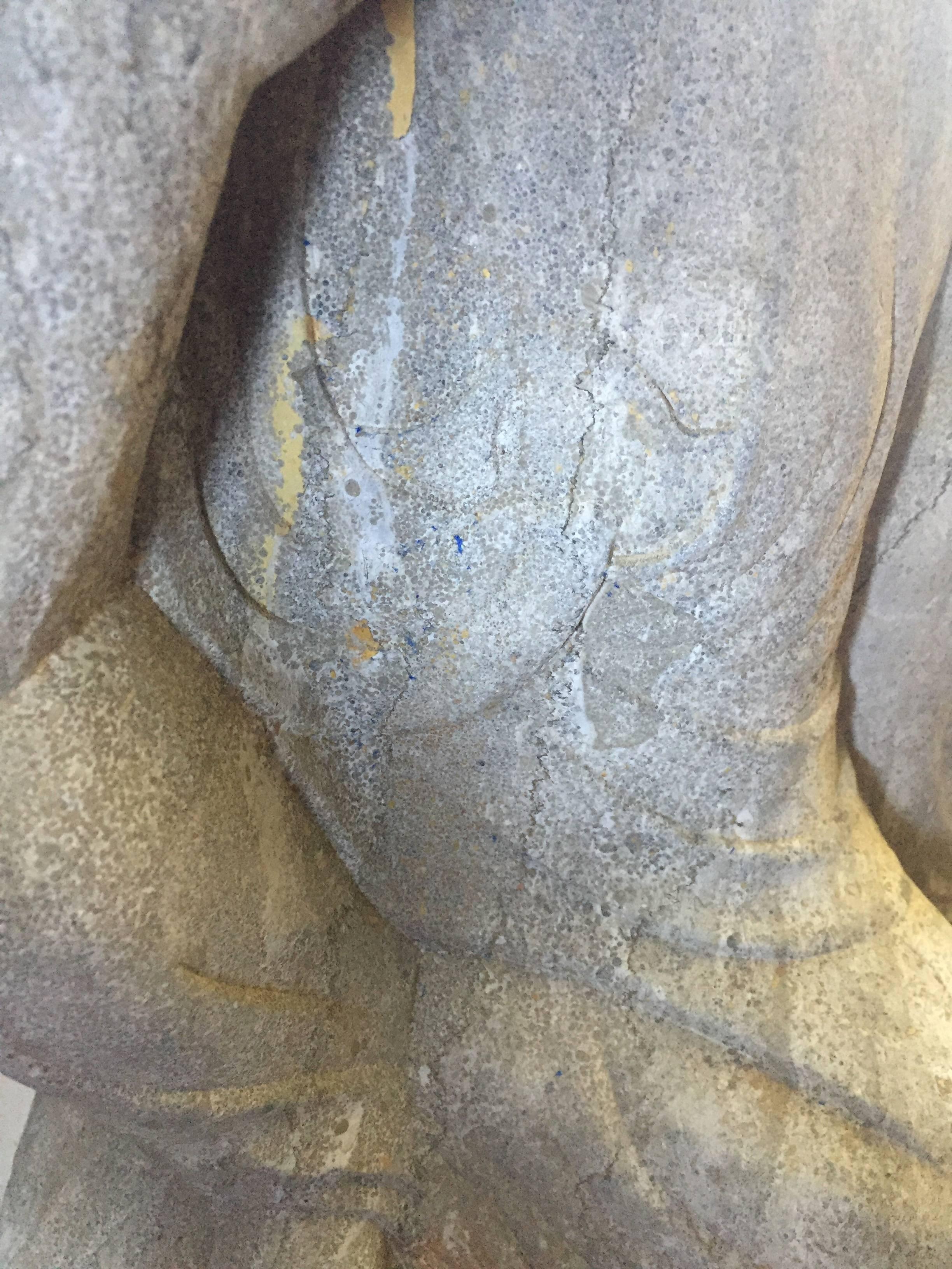 Antique Stone Buddha, Contemplative, 19th Century For Sale 5