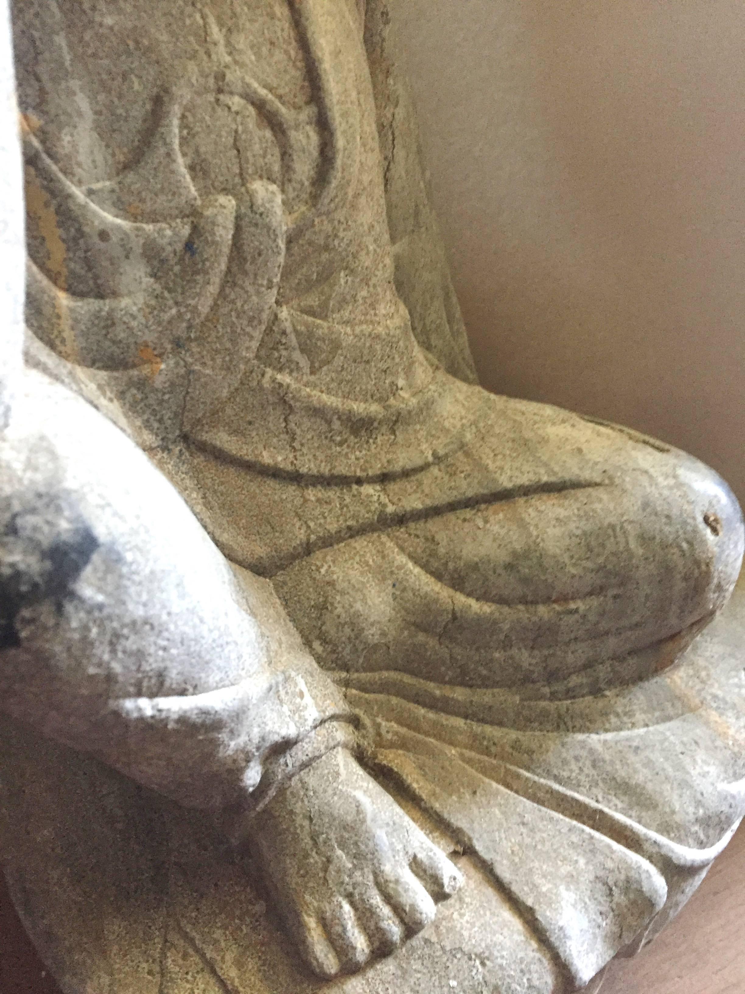 Antique Stone Buddha, Contemplative, 19th Century For Sale 4