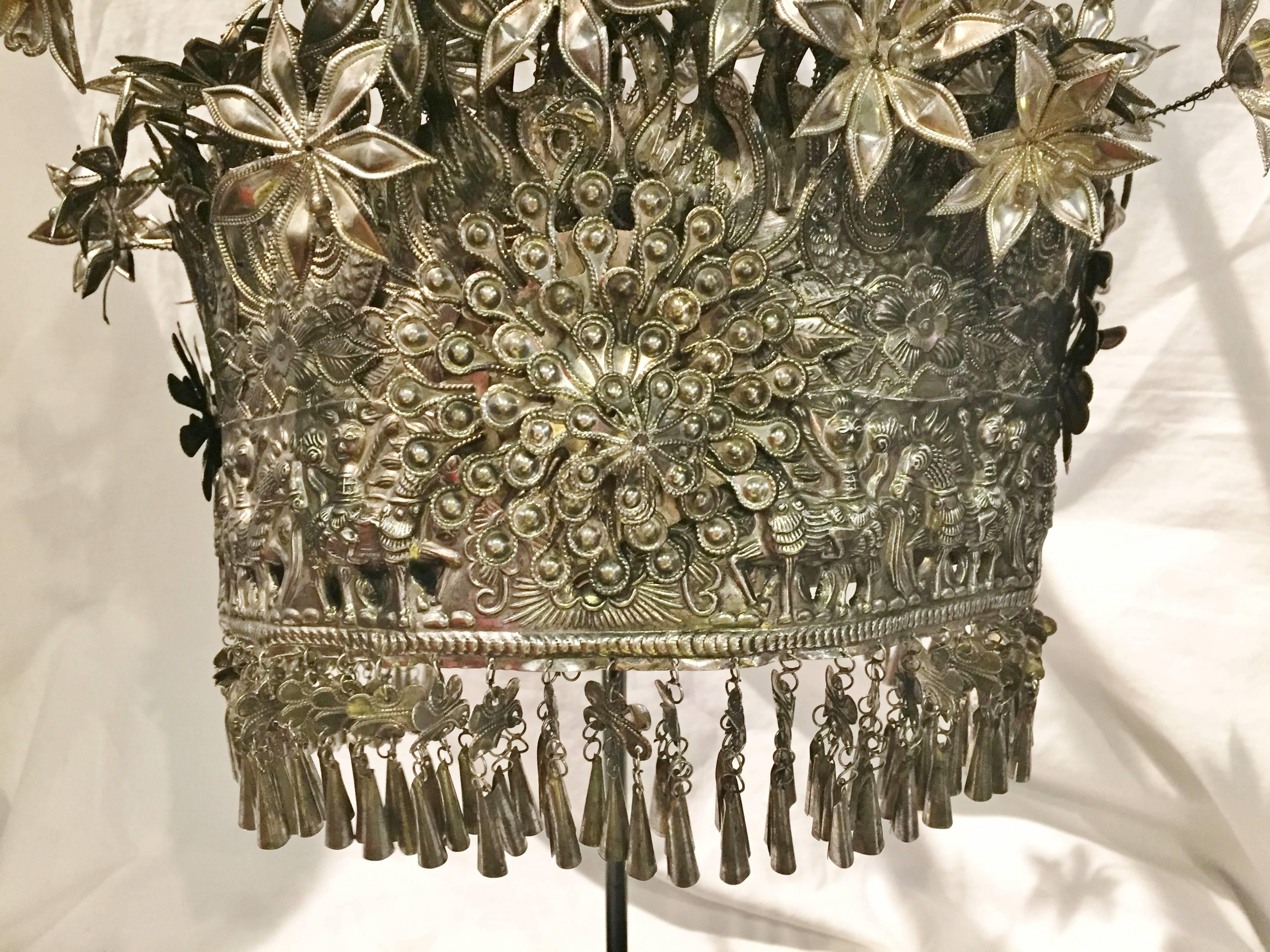 Miao Tribe Silver Bridal Crown In Excellent Condition For Sale In SOMIS, CA