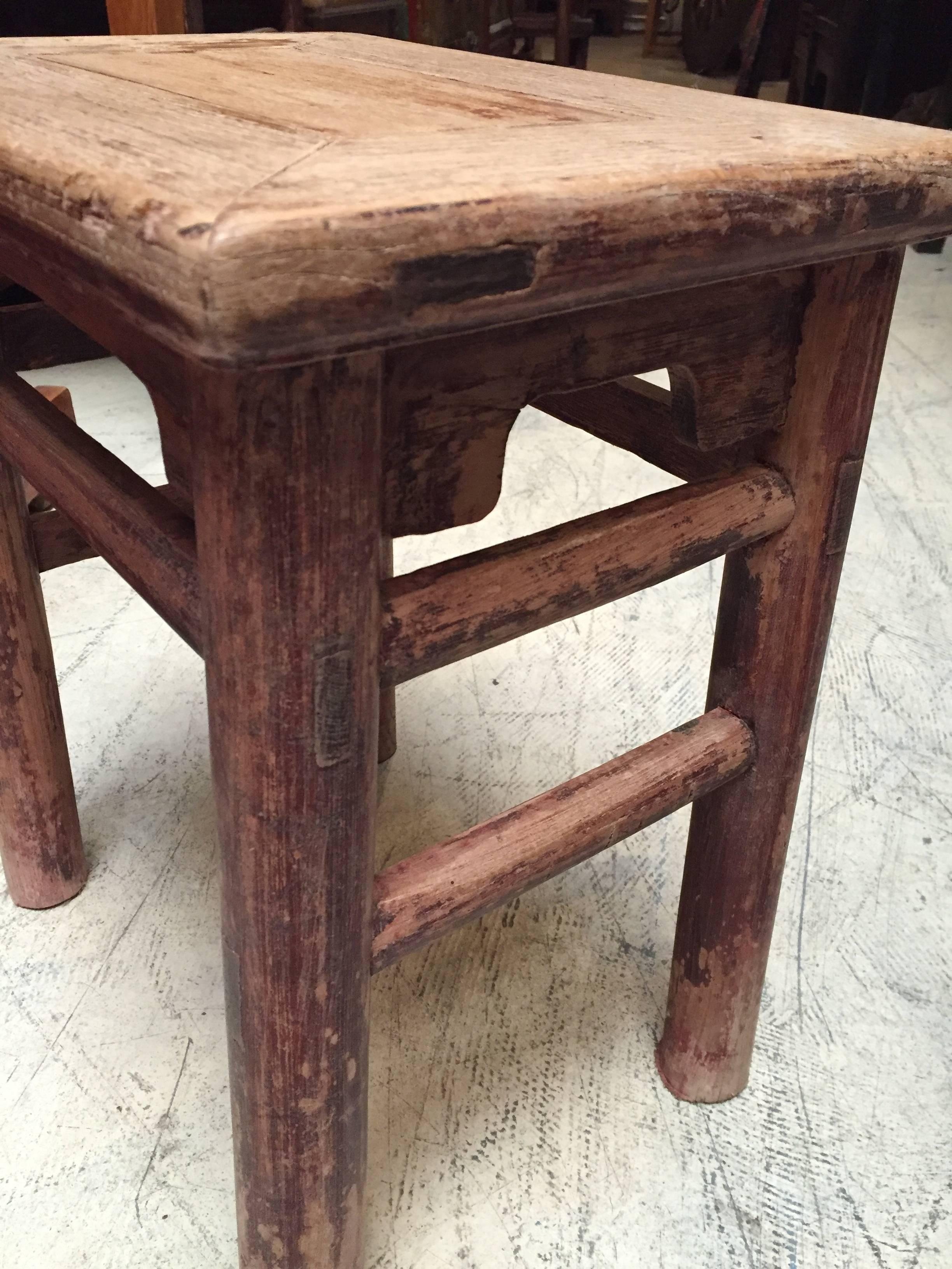 Wood Pair of Antique Chinese Ming Style Stools, 19th Century For Sale