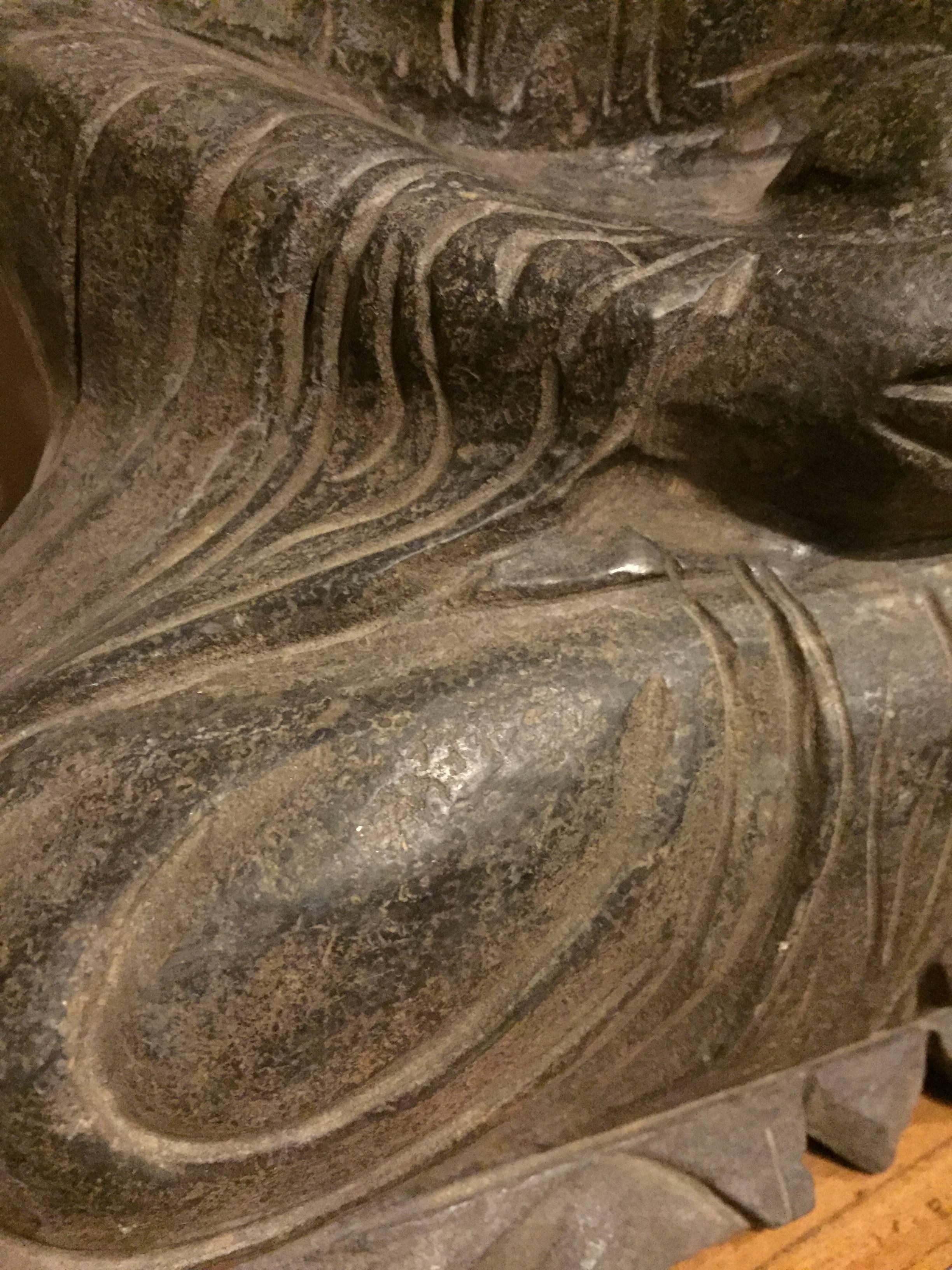 Set of Three Carved Stone Buddha Statues 3