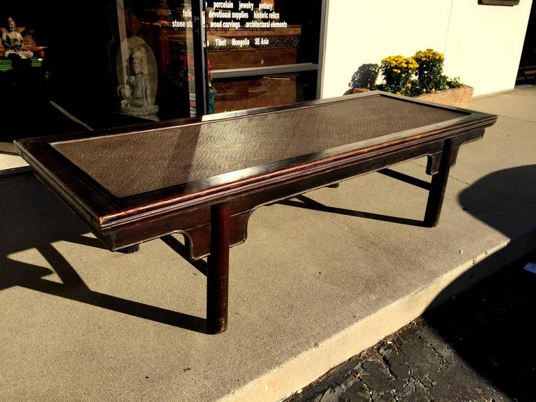 Large Chinese Antique Bench or Low Table with Rattan, Ming Style For ...
