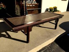 Large Chinese Antique Bench or Low Table with Rattan, Ming Style
