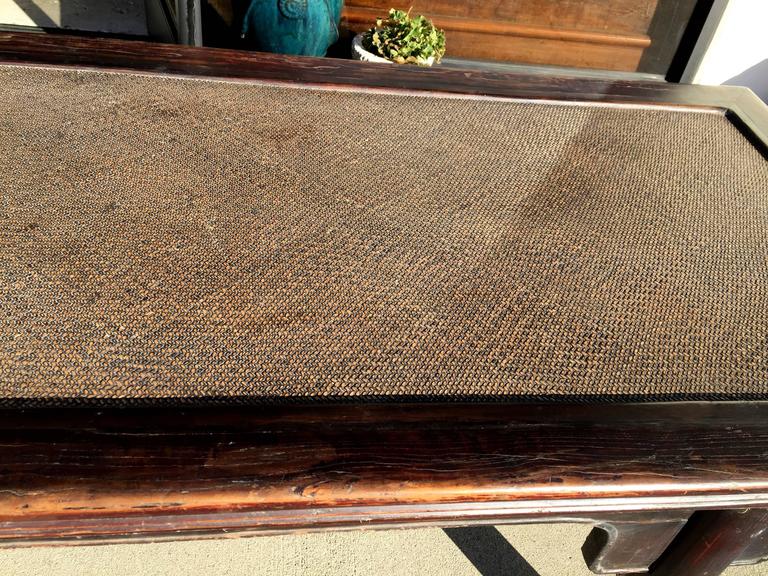 Large Chinese Antique Bench or Low Table with Rattan, Ming Style For ...