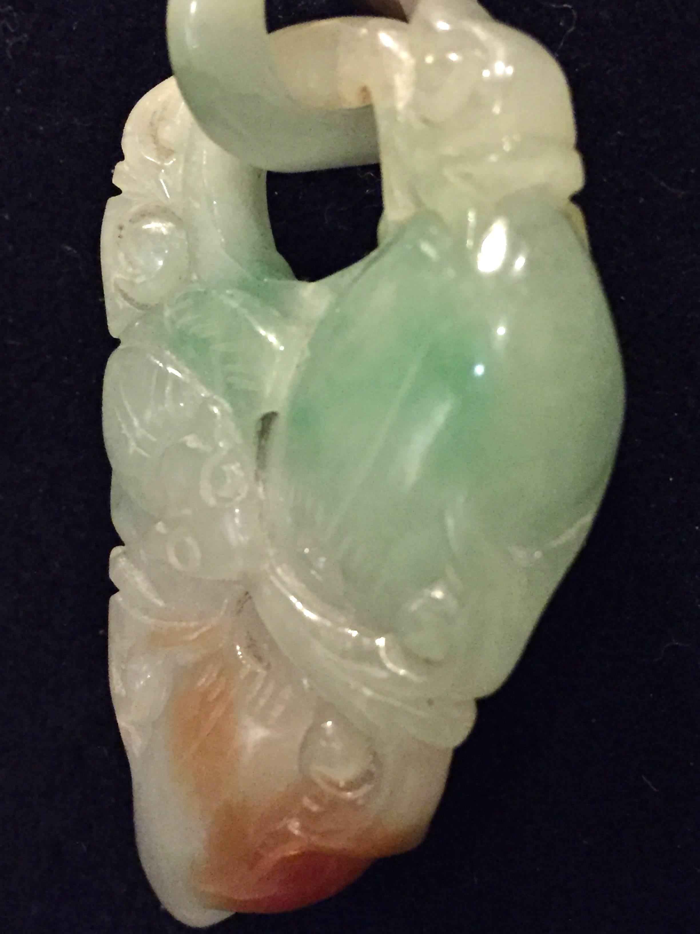 Set of Two Antique Lavender, Green, White Jade Pendants In Excellent Condition In SOMIS, CA