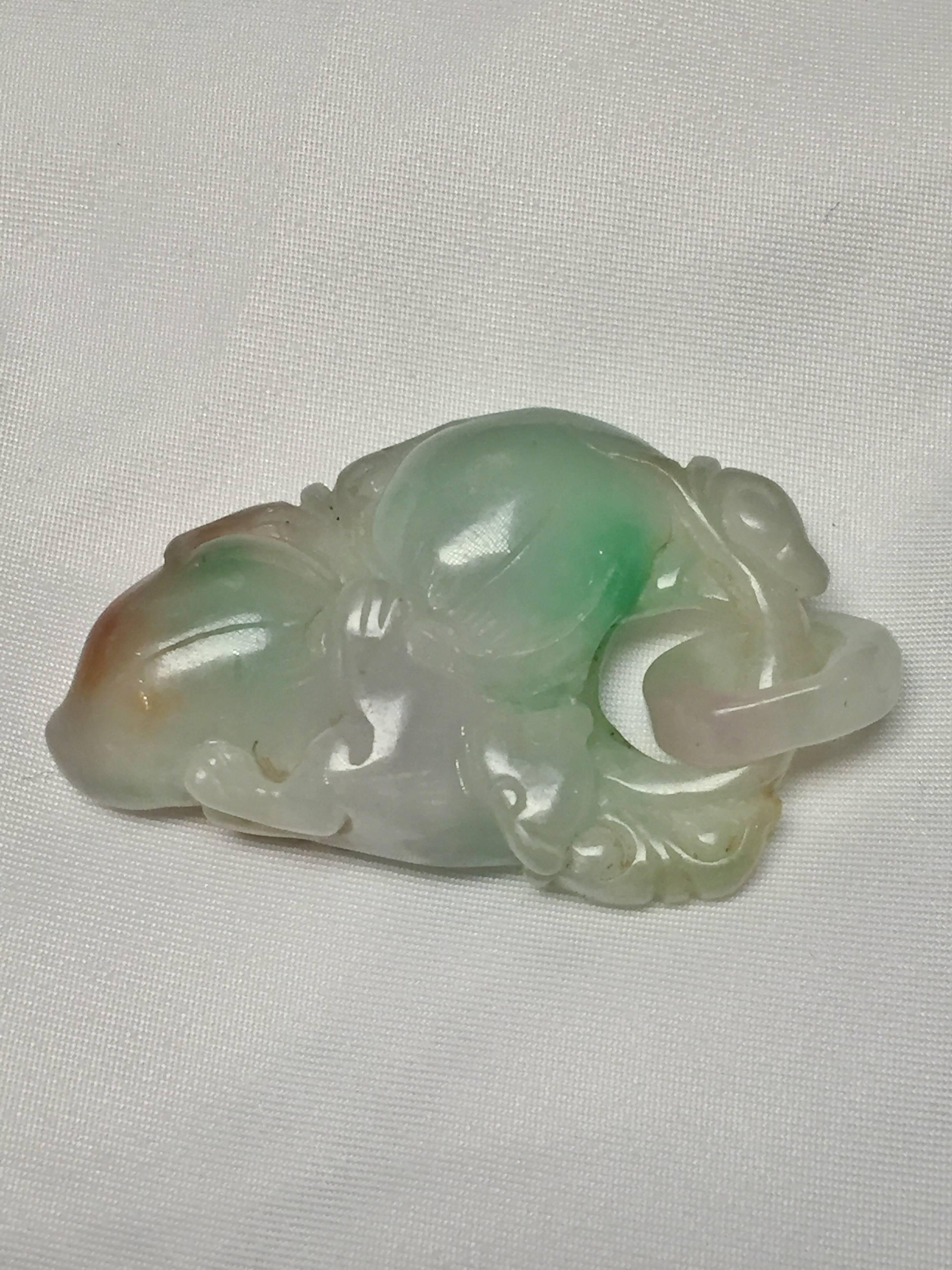 Chinese Set of Two Antique Lavender, Green, White Jade Pendants
