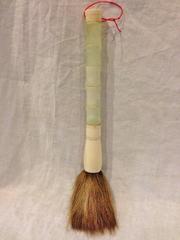 Collection of Four Jade, Stone and Brass Calligraphy Brushes