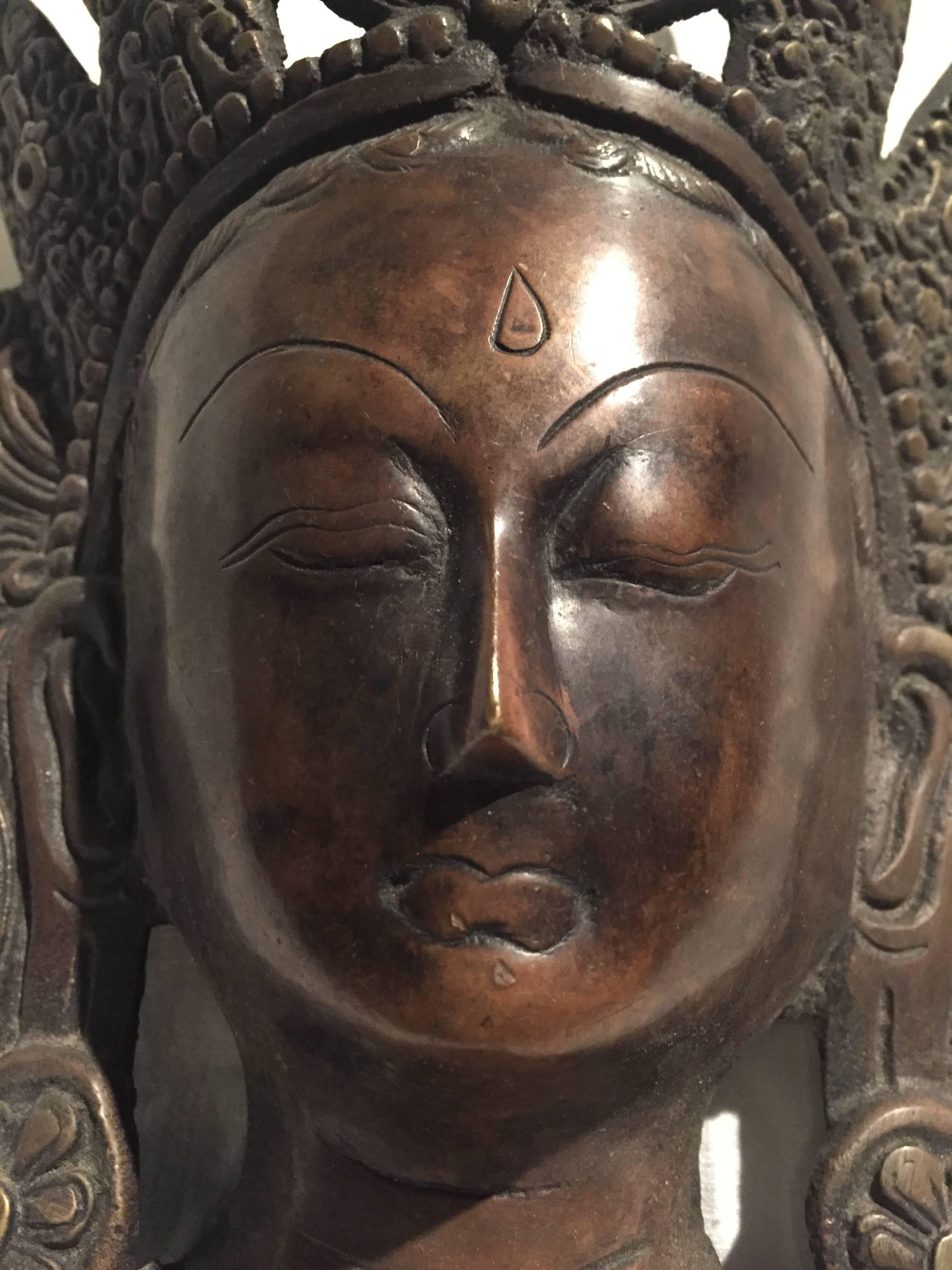 20th Century Tibetan Bronze Mask of Tara