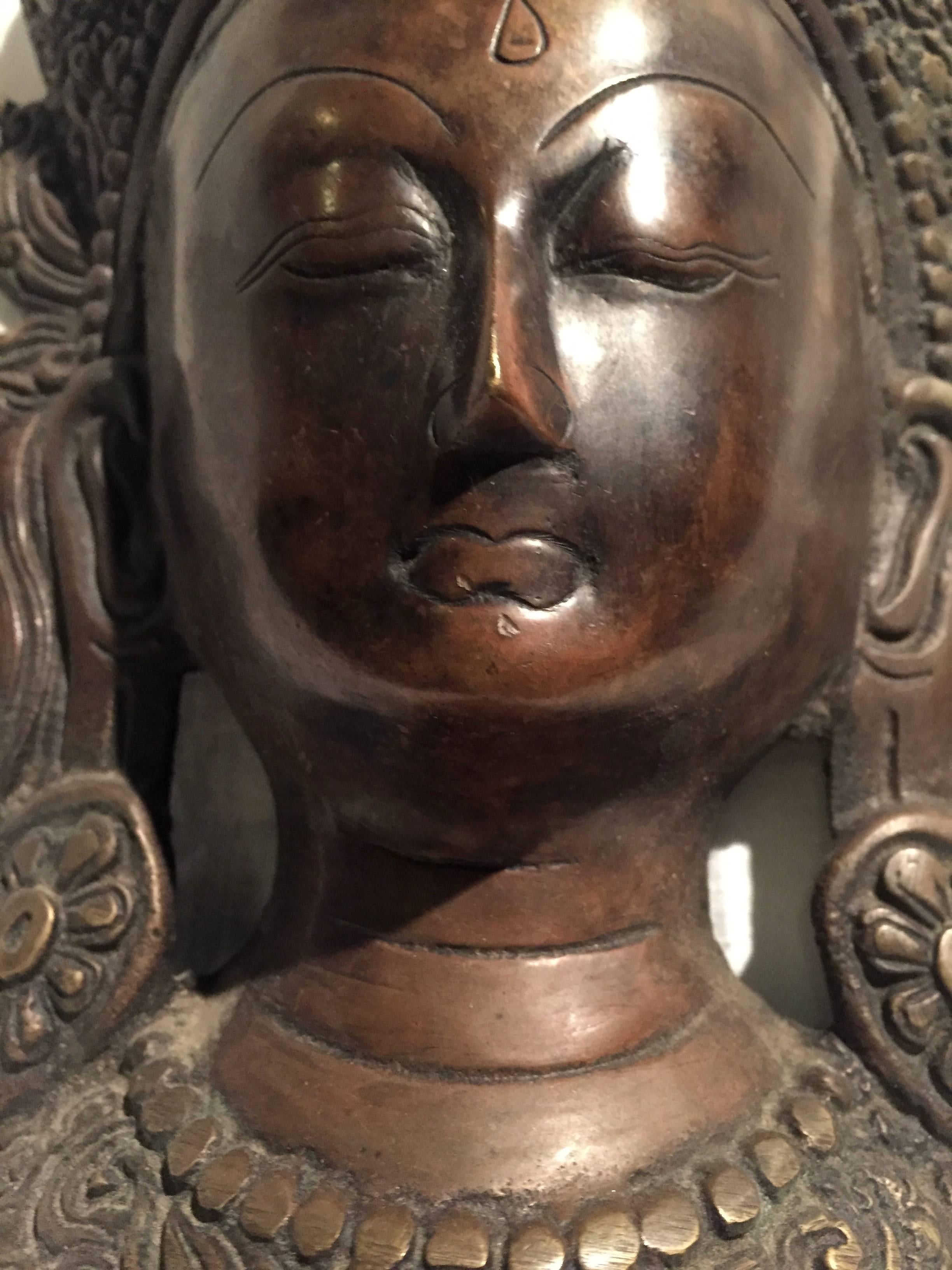 Tibetan Bronze Mask of Tara In Excellent Condition In SOMIS, CA
