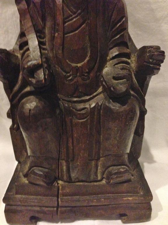 Antique Chinese Wooden Statue of God of Good Fortune For Sale at 1stDibs