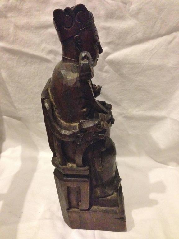 Antique Chinese Wooden Statue of God of Good Fortune For Sale at 1stDibs