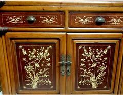 Chinese Antique Bone Inlaid on Rosewood Cabinet, 19th Century