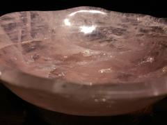 Natural Rose Quartz Gem Stone Bowl on Rosewood Stand