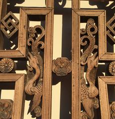 Chinese Antique Door with Mulberry Symbol and Phoenix