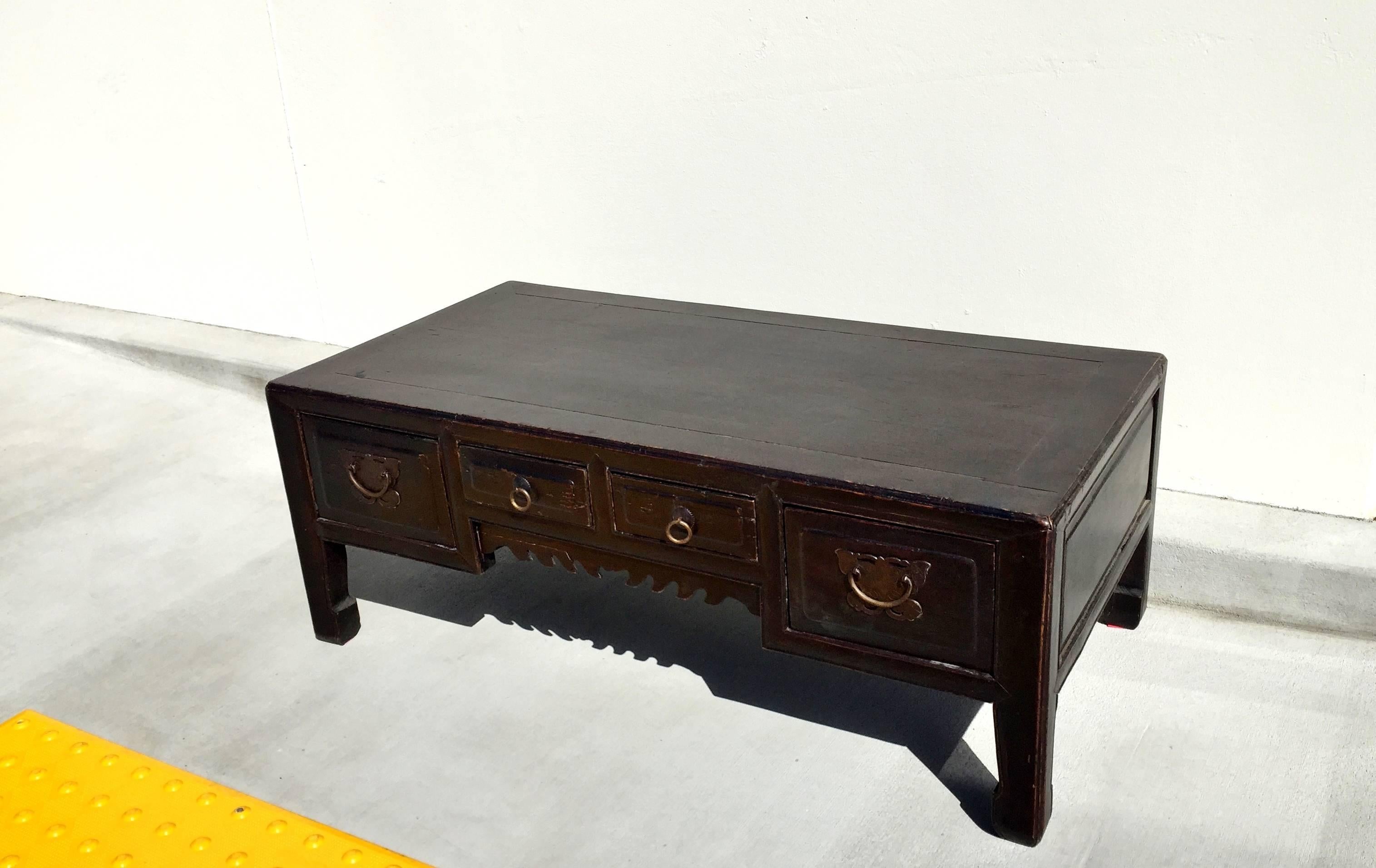 Wood Antique Asian Coffee Table or Low Table For Sale